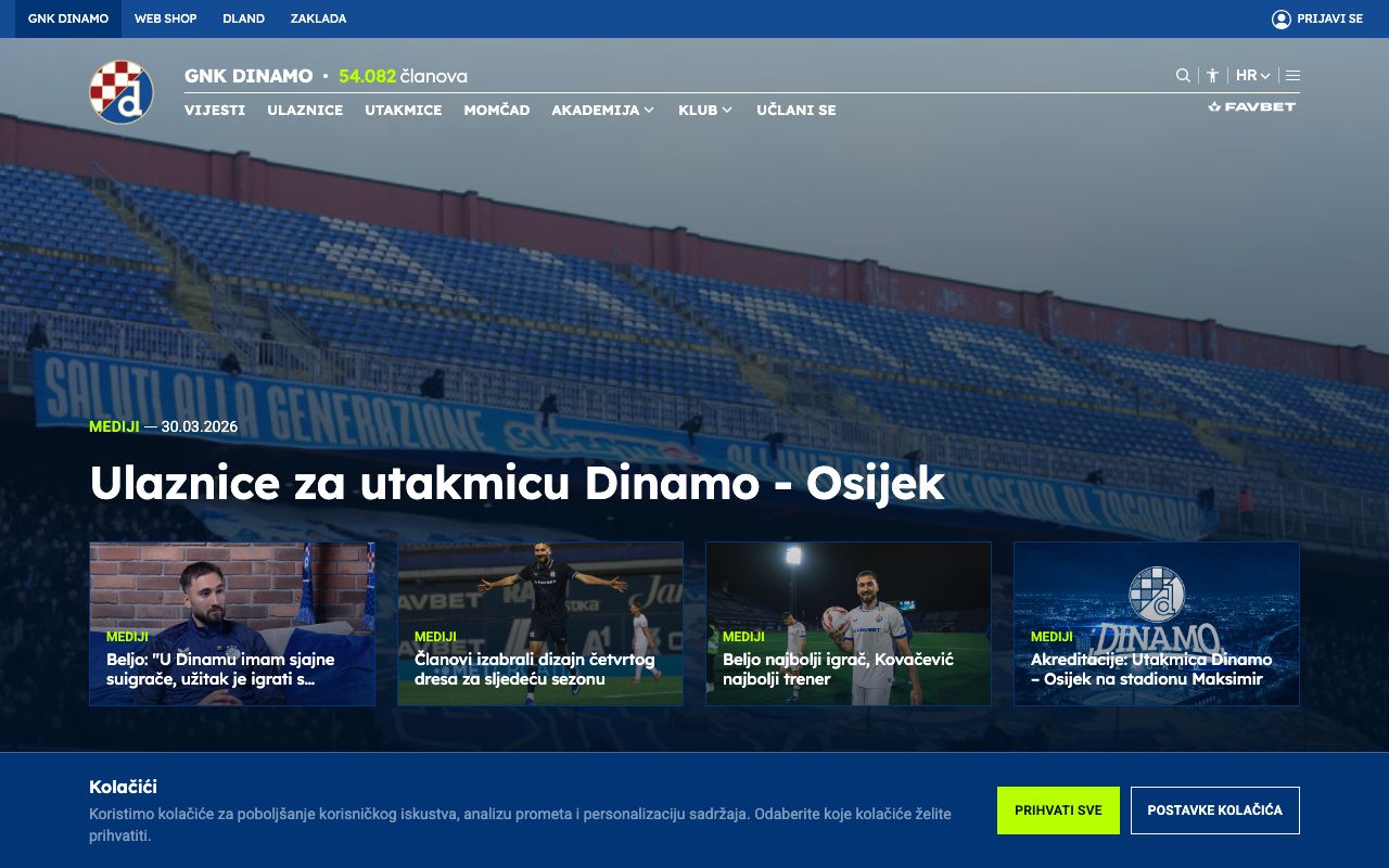 GNK Dinamo — Main website platform